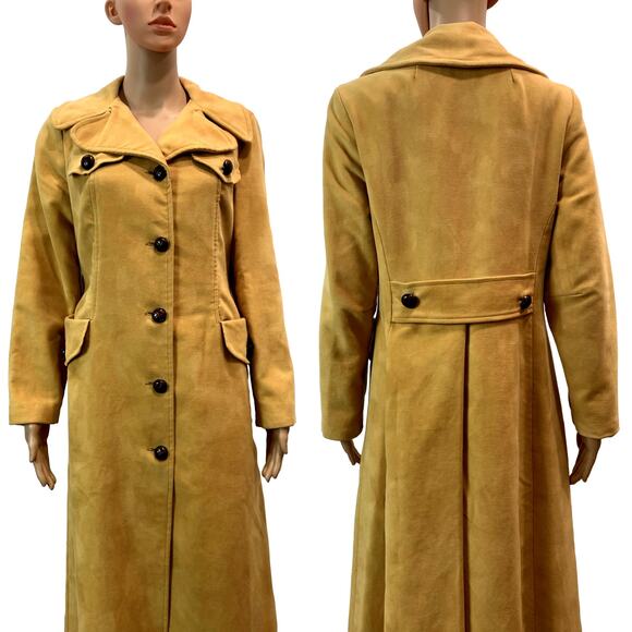 VTG 70s Mustard MOD Maxi Coat BOHO HIPPIE - Picture 16 of 16